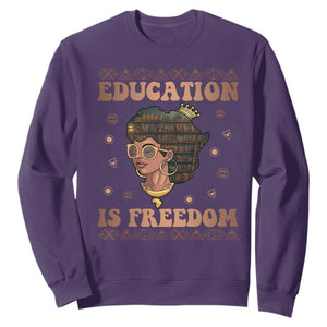 Black History Month Sweatshirt Education Is Freedom Teacher Women TS09 Purple Printyourwear