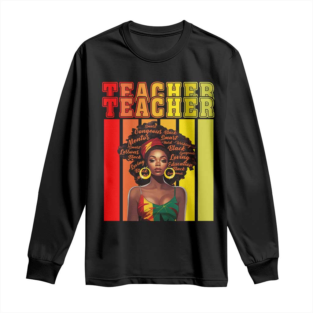 Black Teacher Long Sleeve Shirt African American Women School Educate TS09 Black Print Your Wear