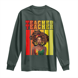 Black Teacher Long Sleeve Shirt African American Women School Educate TS09 Dark Forest Green Print Your Wear