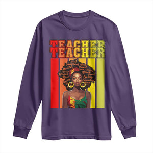 Black Teacher Long Sleeve Shirt African American Women School Educate TS09 Purple Print Your Wear