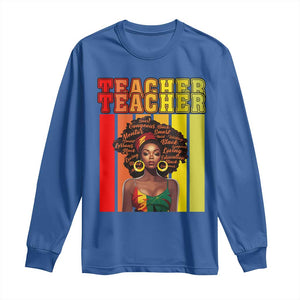 Black Teacher Long Sleeve Shirt African American Women School Educate TS09 Royal Blue Print Your Wear