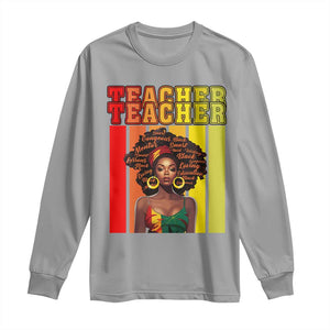 Black Teacher Long Sleeve Shirt African American Women School Educate TS09 Sport Gray Print Your Wear