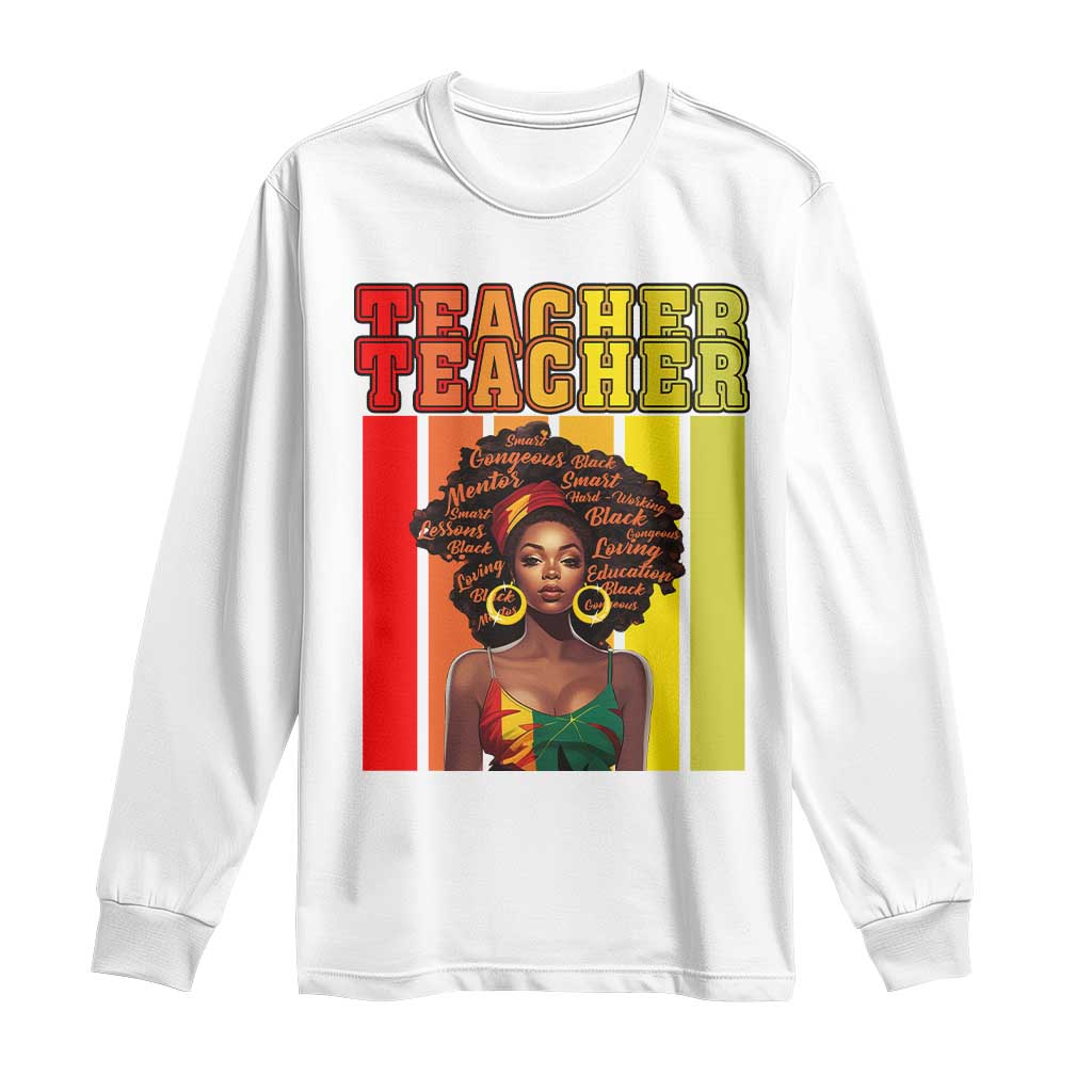 Black Teacher Long Sleeve Shirt African American Women School Educate TS09 White Print Your Wear