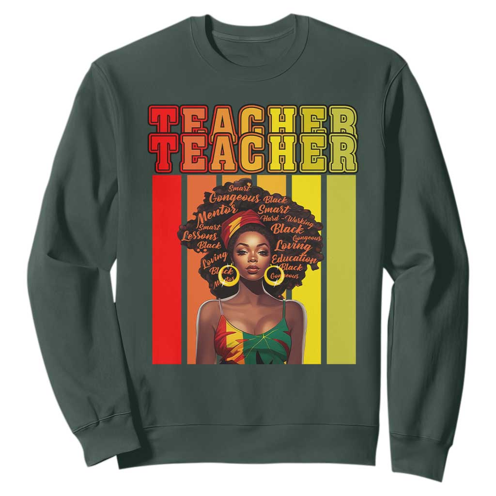 Black History Month Sweatshirt Teacher Women African Americans School Educate TS09 Dark Forest Green Printyourwear