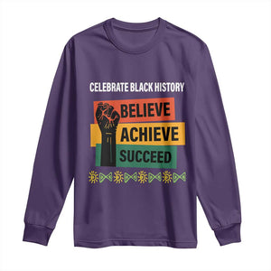 Black History Month Long Sleeve Shirt Believe Achieve Succeed African Americans TS09 Purple Print Your Wear