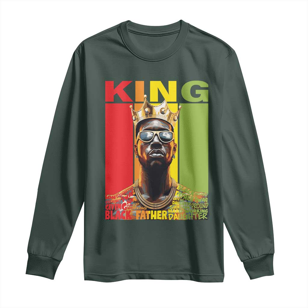 African American Dad Long Sleeve Shirt Black History King Father Melanin TS09 Dark Forest Green Print Your Wear