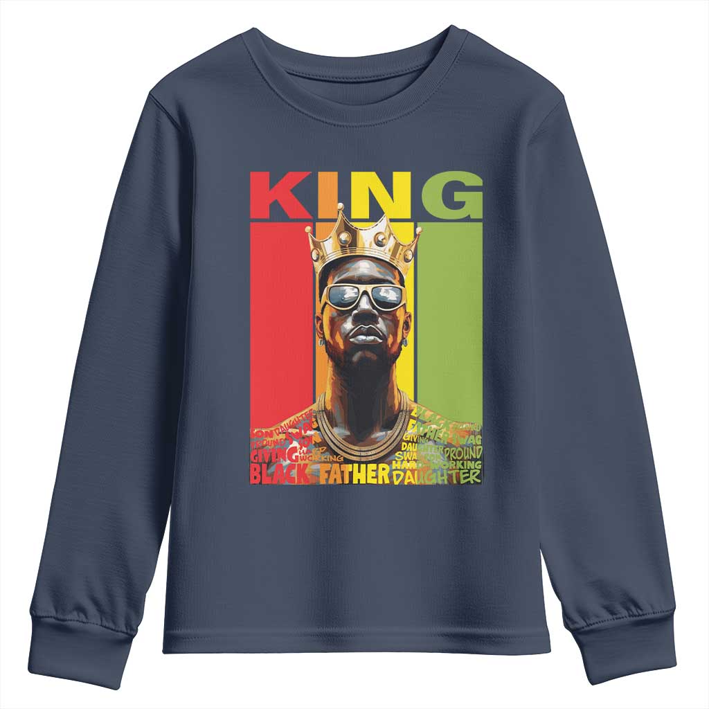 African American Dad Youth Sweatshirt Black History King Father Melanin TS09 Navy Print Your Wear