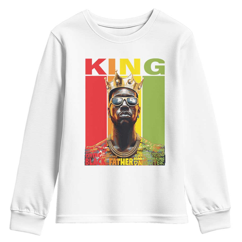African American Dad Youth Sweatshirt Black History King Father Melanin TS09 White Print Your Wear