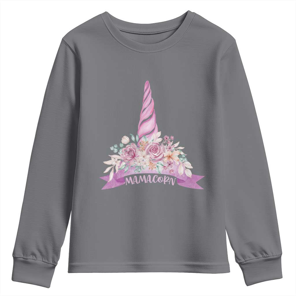 Cute Mamacorn Mother's Day Youth Sweatshirt TS09 Charcoal Print Your Wear