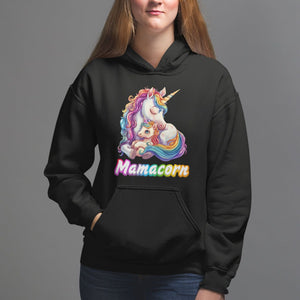 Mother's Day Hoodie Mamacorn Cute Rainbow Unicorn TS09 Black Printyourwear