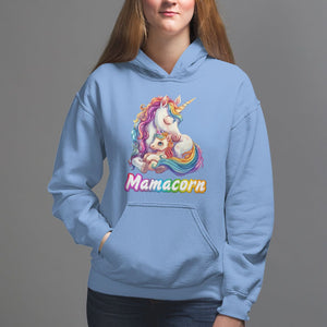 Mother's Day Hoodie Mamacorn Cute Rainbow Unicorn TS09 Carolina Blue Printyourwear