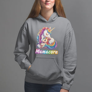 Mother's Day Hoodie Mamacorn Cute Rainbow Unicorn TS09 Charcoal Printyourwear