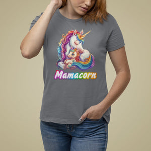 Mother's Day T Shirt For Women Mamacorn Cute Rainbow Unicorn TS09 Charcoal Printyourwear