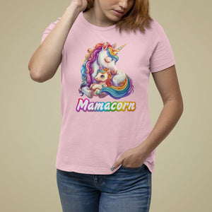 Mother's Day T Shirt For Women Mamacorn Cute Rainbow Unicorn TS09 Light Pink Printyourwear