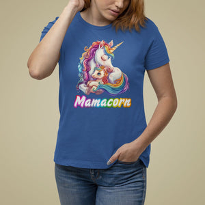 Mother's Day T Shirt For Women Mamacorn Cute Rainbow Unicorn TS09 Royal Blue Printyourwear