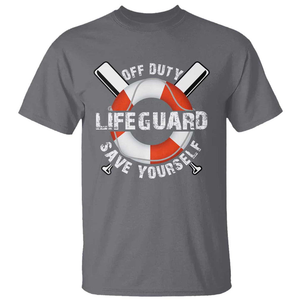 Funny Off Duty Lifeguard T Shirt Save Yourself Swimming Pool TS09 Charcoal Print Your Wear