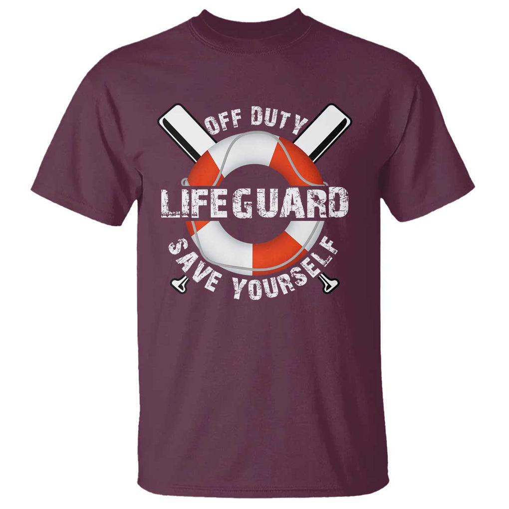 Funny Off Duty Lifeguard T Shirt Save Yourself Swimming Pool TS09 Maroon Print Your Wear