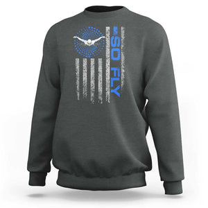 So Fly USA Swimming Team Sports Athlete Aquatic Sweatshirt TS09 Dark Heather Print Your Wear