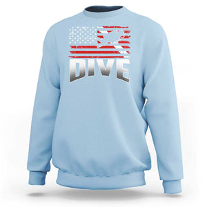 Scuba Diving Sweatshirt Diver Ocean American Flag TS09 Light Blue Print Your Wear