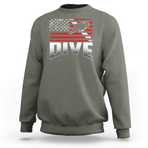 Scuba Diving Sweatshirt Diver Ocean American Flag TS09 Military Green Print Your Wear