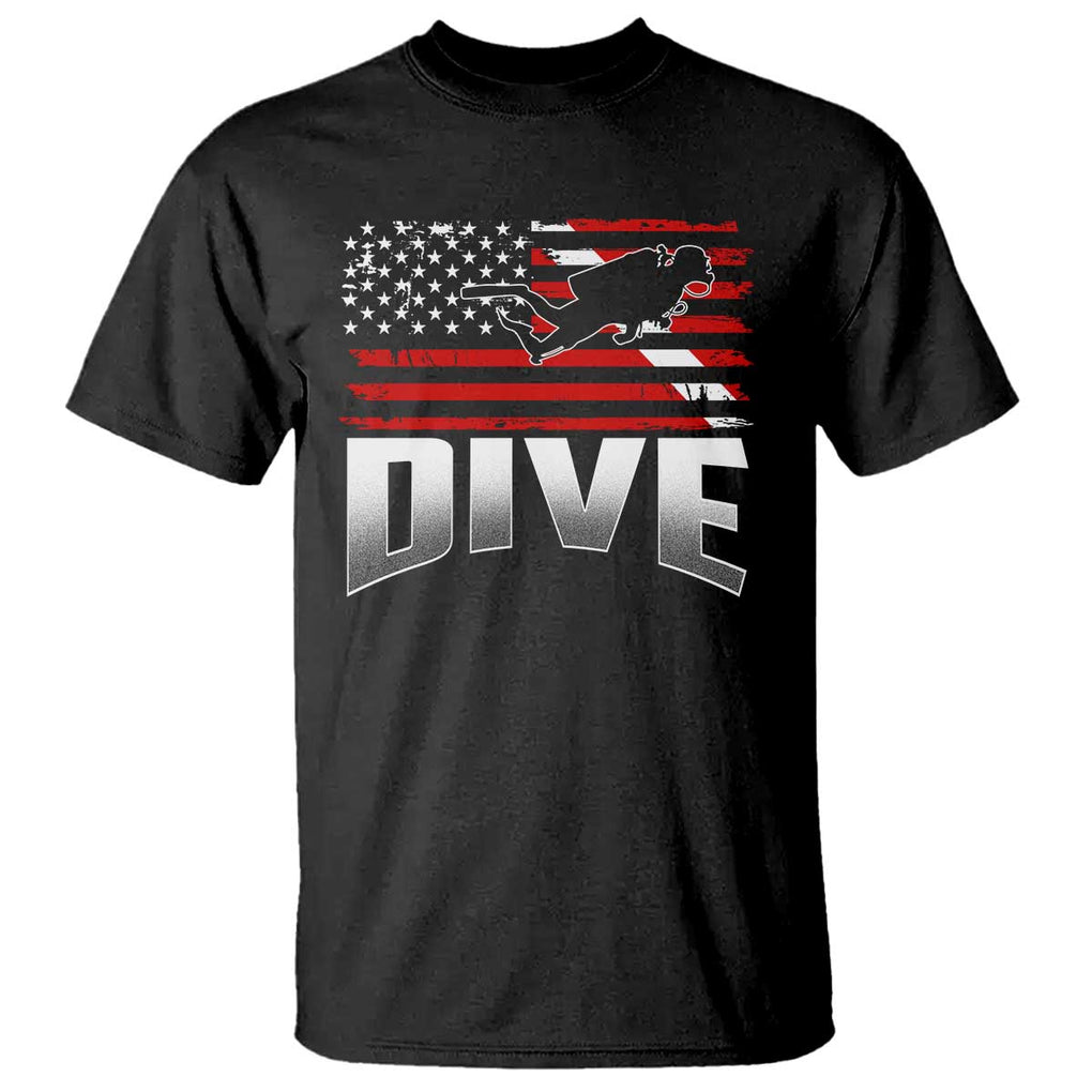 Scuba Diving T Shirt Diver Ocean American Flag TS09 Black Print Your Wear