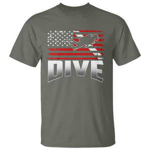 Scuba Diving T Shirt Diver Ocean American Flag TS09 Military Green Print Your Wear