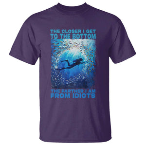 Scuba Diving T Shirt The Closer I Get To The Bottom The Farther I Am From Idiots TS09 Purple Print Your Wear