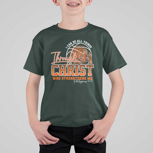 Christian Basketball Player T Shirt For Kid I Can Do All Things Through Christ Who Strengthens Me TS09 Dark Forest Green Print Your Wear