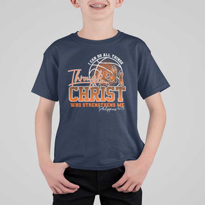 Christian Basketball Player T Shirt For Kid I Can Do All Things Through Christ Who Strengthens Me TS09 Navy Print Your Wear