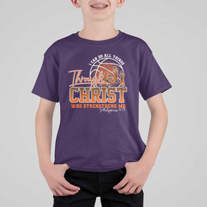 Christian Basketball Player T Shirt For Kid I Can Do All Things Through Christ Who Strengthens Me TS09 Purple Print Your Wear