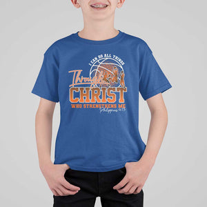 Christian Basketball Player T Shirt For Kid I Can Do All Things Through Christ Who Strengthens Me TS09 Royal Blue Print Your Wear