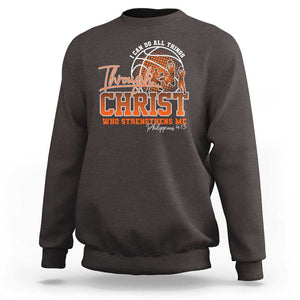 Christian Basketball Player Sweatshirt I Can Do All Things Through Christ Who Strengthens Me TS09 Dark Chocolate Print Your Wear