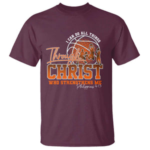 Christian Basketball Player T Shirt I Can Do All Things Through Christ Who Strengthens Me TS09 Maroon Print Your Wear