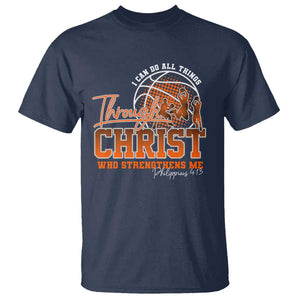 Christian Basketball Player T Shirt I Can Do All Things Through Christ Who Strengthens Me TS09 Navy Print Your Wear