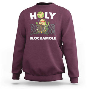 Funny Volleyball Sweatshirt Holy Blockamole Cute Avocado TS09 Maroon Print Your Wear