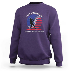 Funny Baseball Sweatshirt I Hit A Homerun Scoring You As My Dad TS09 Purple Print Your Wear