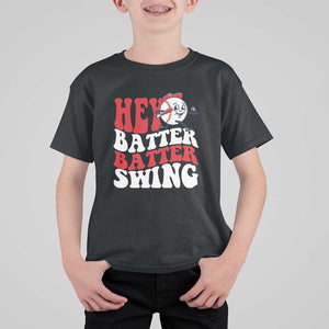 Funny Baseball T Shirt For Kid Hey Batter Swing Groovy TS09 Black Print Your Wear