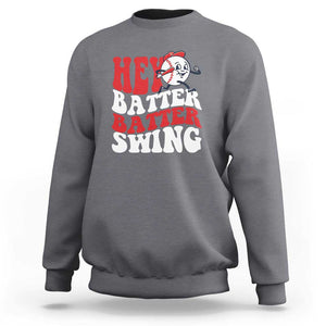 Funny Baseball Sweatshirt Hey Batter Swing Groovy TS09 Charcoal Print Your Wear