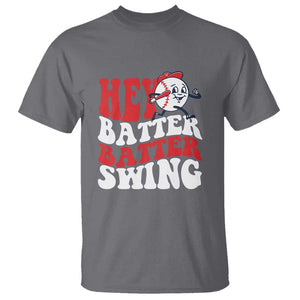 Funny Baseball T Shirt Hey Batter Swing Groovy TS09 Charcoal Print Your Wear