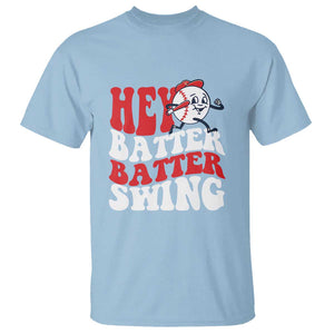 Funny Baseball T Shirt Hey Batter Swing Groovy TS09 Light Blue Print Your Wear