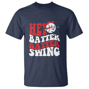 Funny Baseball T Shirt Hey Batter Swing Groovy TS09 Navy Print Your Wear