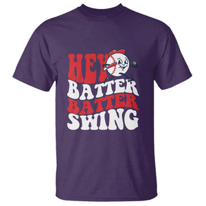 Funny Baseball T Shirt Hey Batter Swing Groovy TS09 Purple Print Your Wear