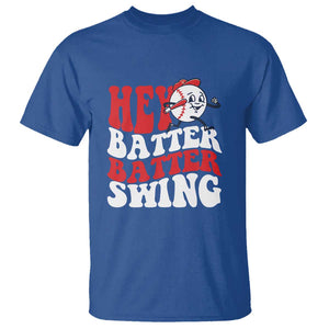 Funny Baseball T Shirt Hey Batter Swing Groovy TS09 Royal Blue Print Your Wear