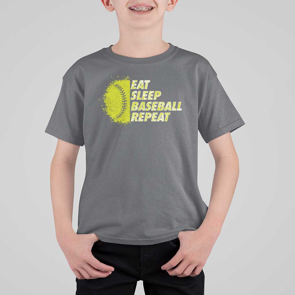 Eat Sleep Baseball Repeat T Shirt For Kid TS09 Charcoal Print Your Wear