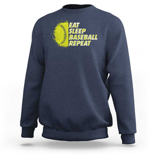 Eat Sleep Baseball Repeat Sweatshirt TS09 Navy Print Your Wear