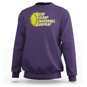 Eat Sleep Baseball Repeat Sweatshirt TS09 Purple Print Your Wear