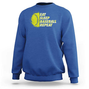 Eat Sleep Baseball Repeat Sweatshirt TS09 Royal Blue Print Your Wear