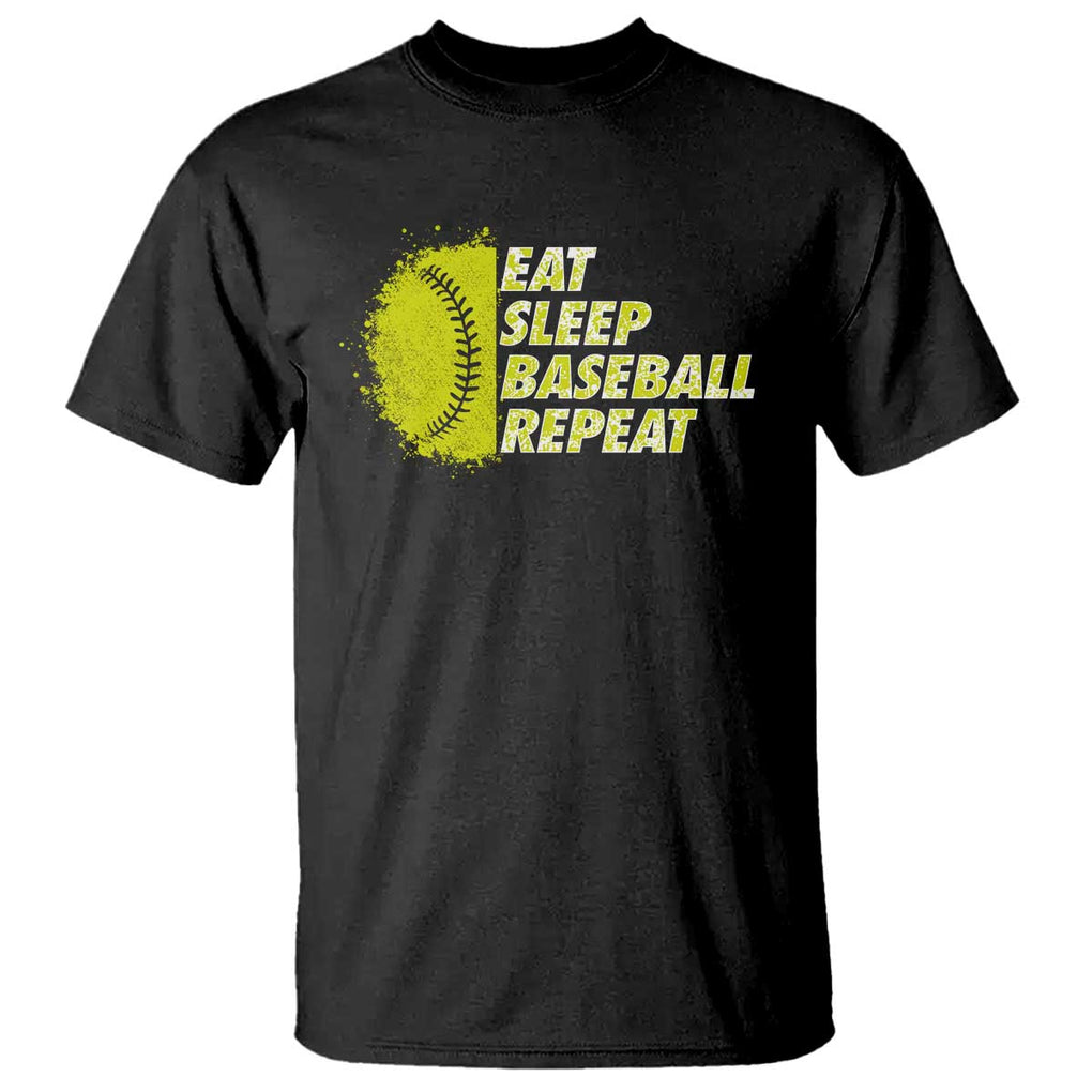 Eat Sleep Baseball Repeat T Shirt TS09 Black Print Your Wear