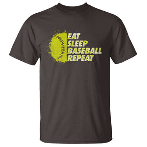 Eat Sleep Baseball Repeat T Shirt TS09 Dark Chocolate Print Your Wear