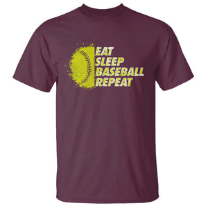 Eat Sleep Baseball Repeat T Shirt TS09 Maroon Print Your Wear